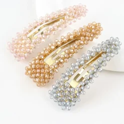 Gold Beads Hair Snap Clip