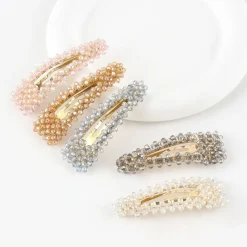 Gold Beads Hair Snap Clip