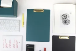 Gold Metal Vegan Leather Clipboard