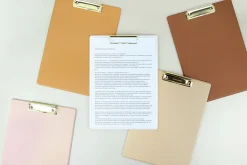 Gold Metal Vegan Leather Clipboard