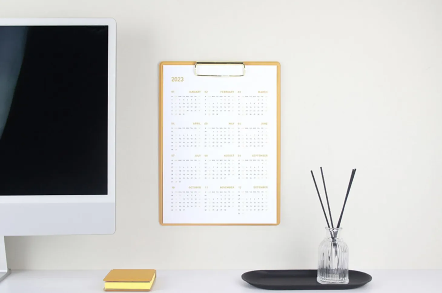Gold Metal Vegan Leather Clipboard