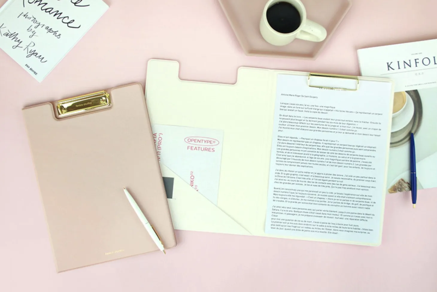 Gold Metal Vegan Leather Folding Clipboard