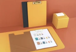 Gold Metal Vegan Leather Folding Clipboard