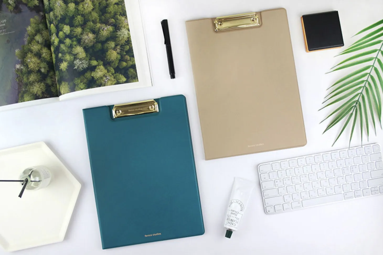 Gold Metal Vegan Leather Folding Clipboard