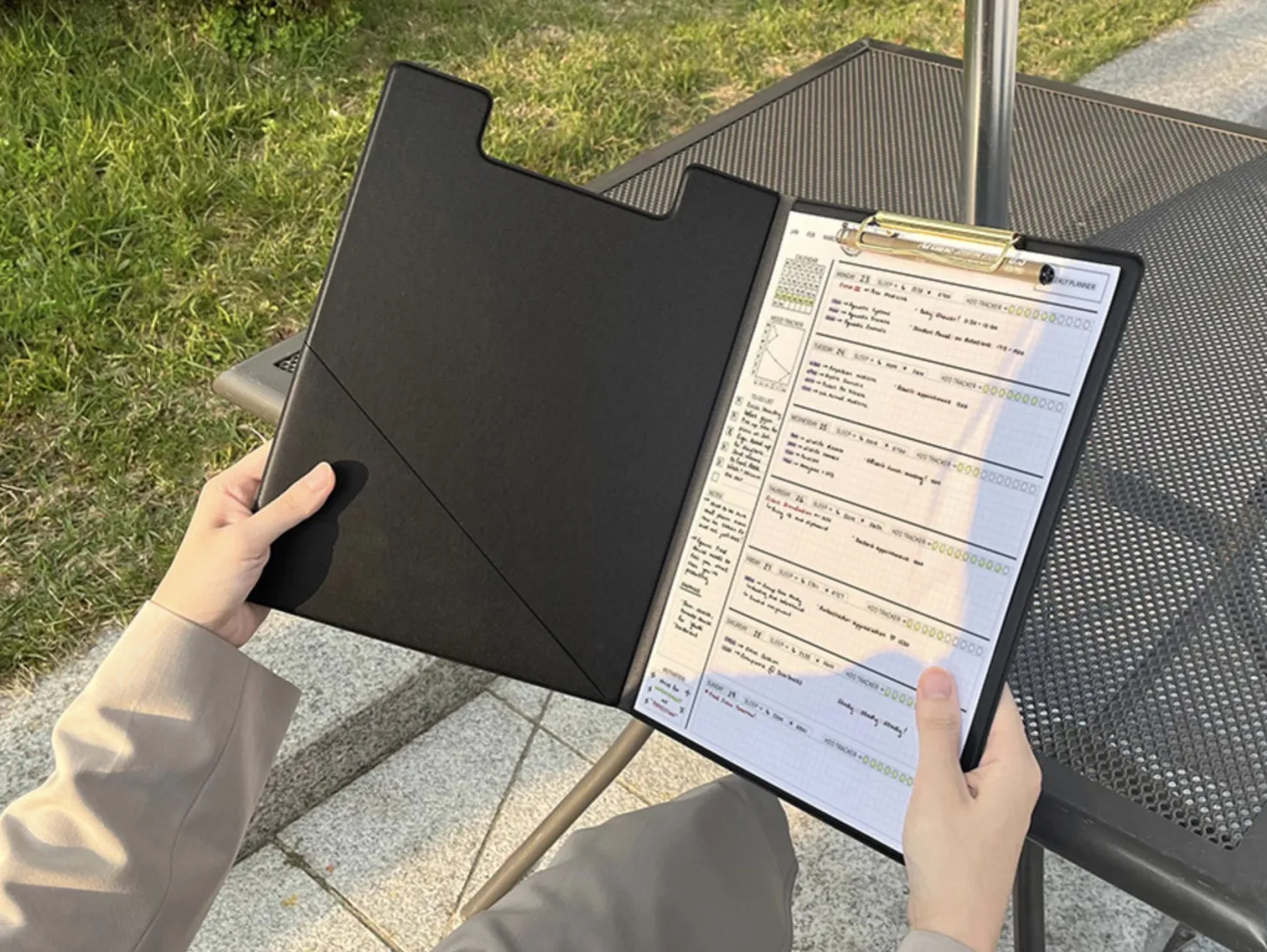 Gold Metal Vegan Leather Folding Clipboard