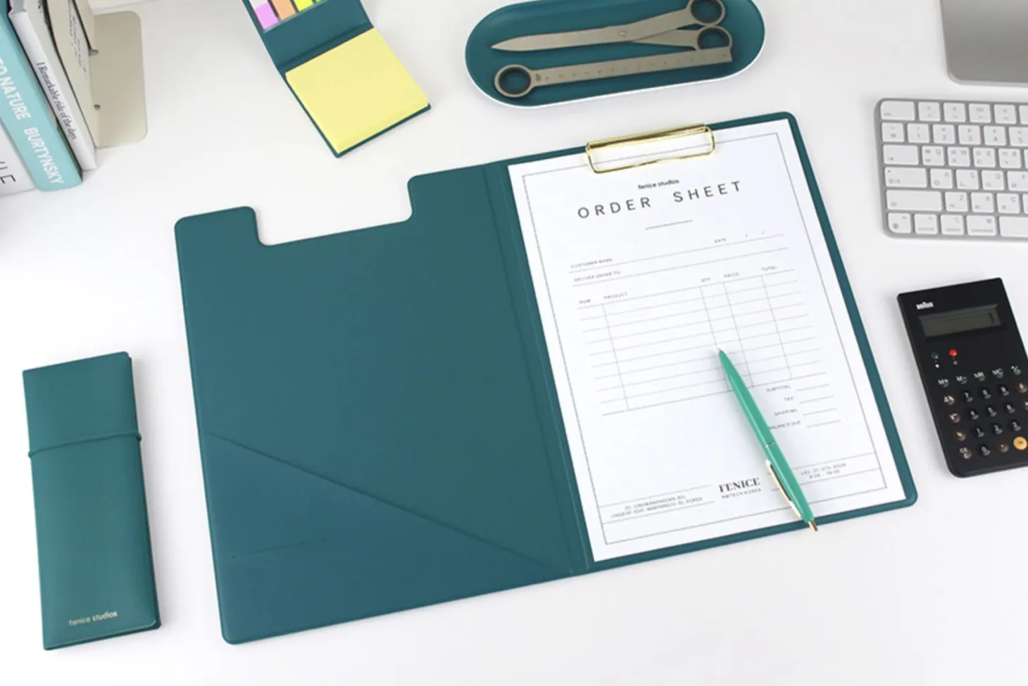 Gold Metal Vegan Leather Folding Clipboard