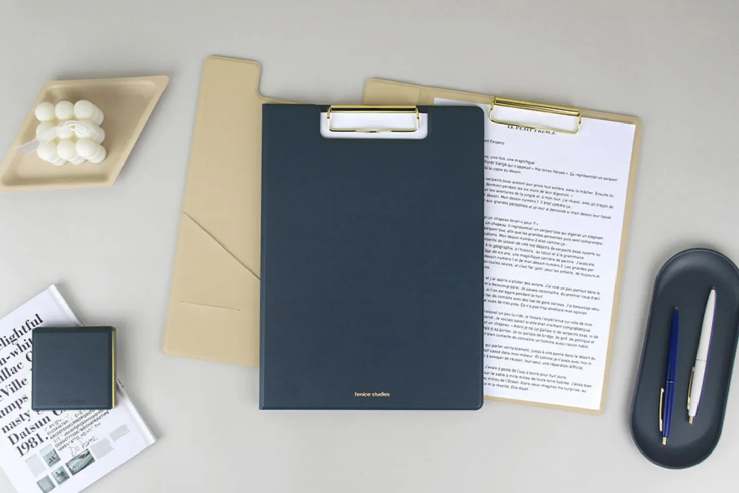 Gold Metal Vegan Leather Folding Clipboard