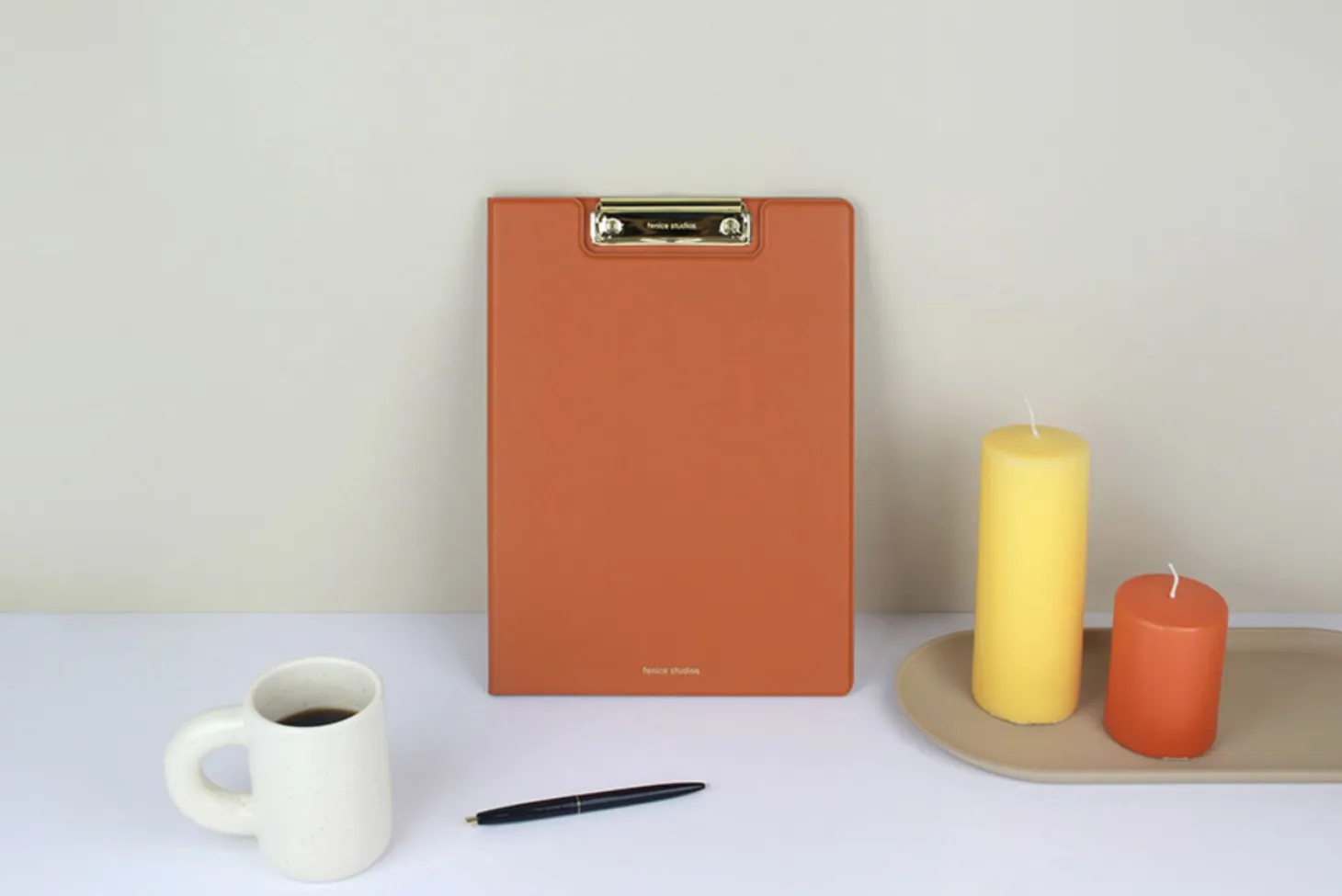Gold Metal Vegan Leather Folding Clipboard