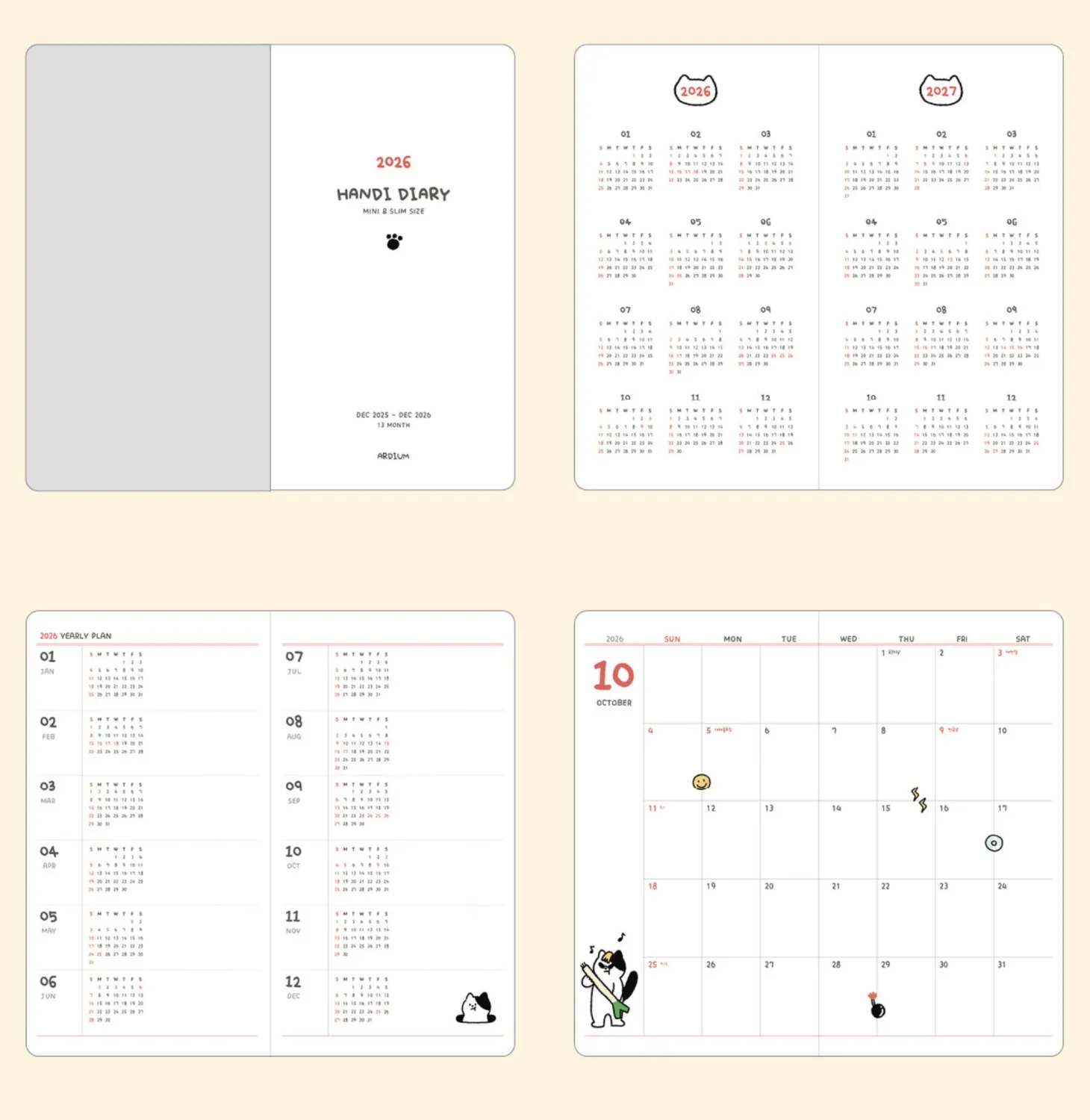 2026 Handi Cat Monthly Planner