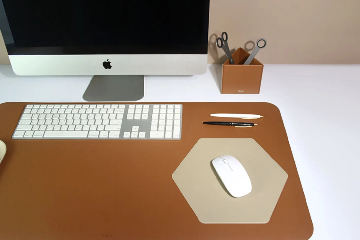 Hexagon Vegan Leather Mouse Pad