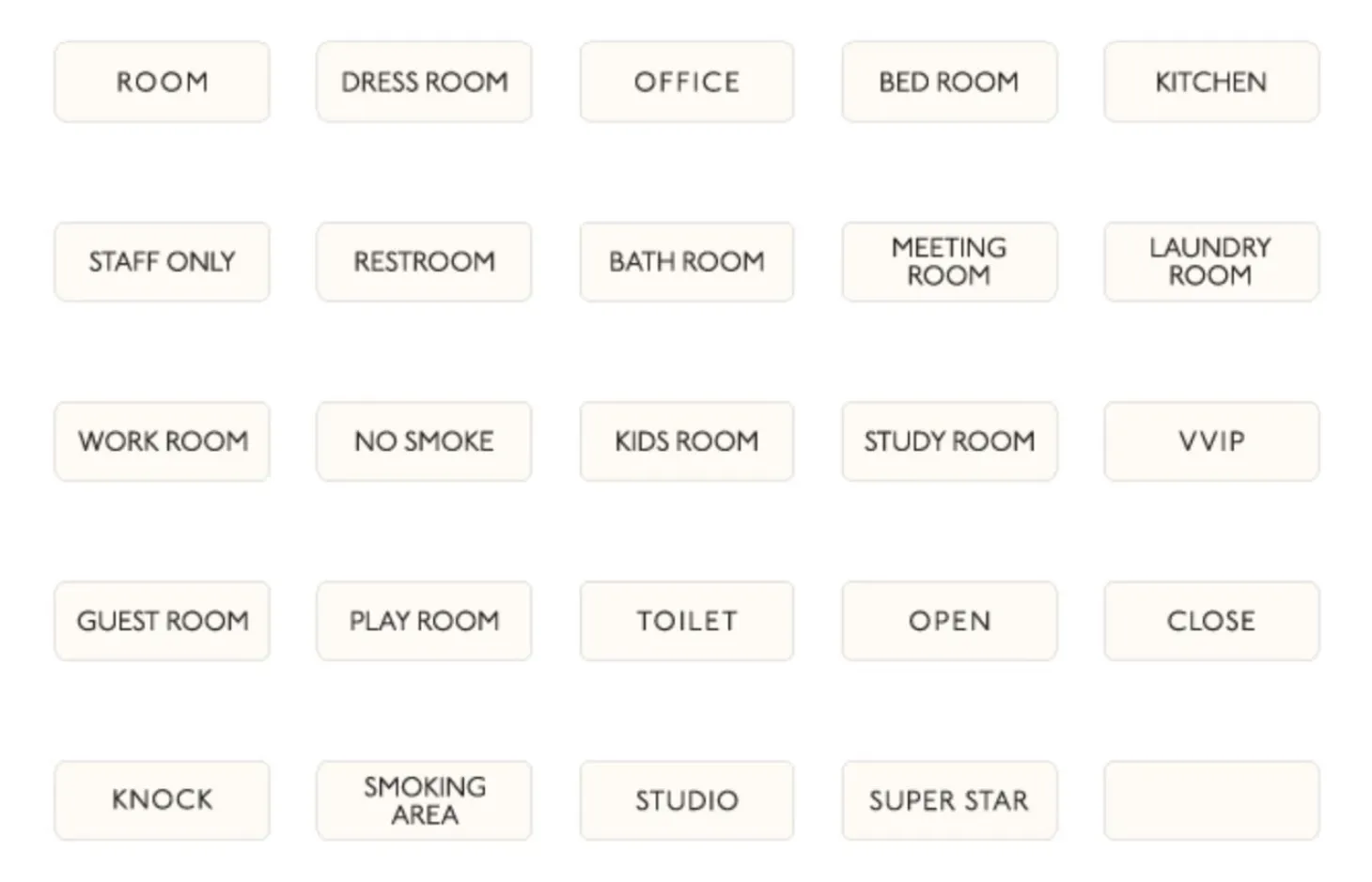 Ivory Basic Door Sign