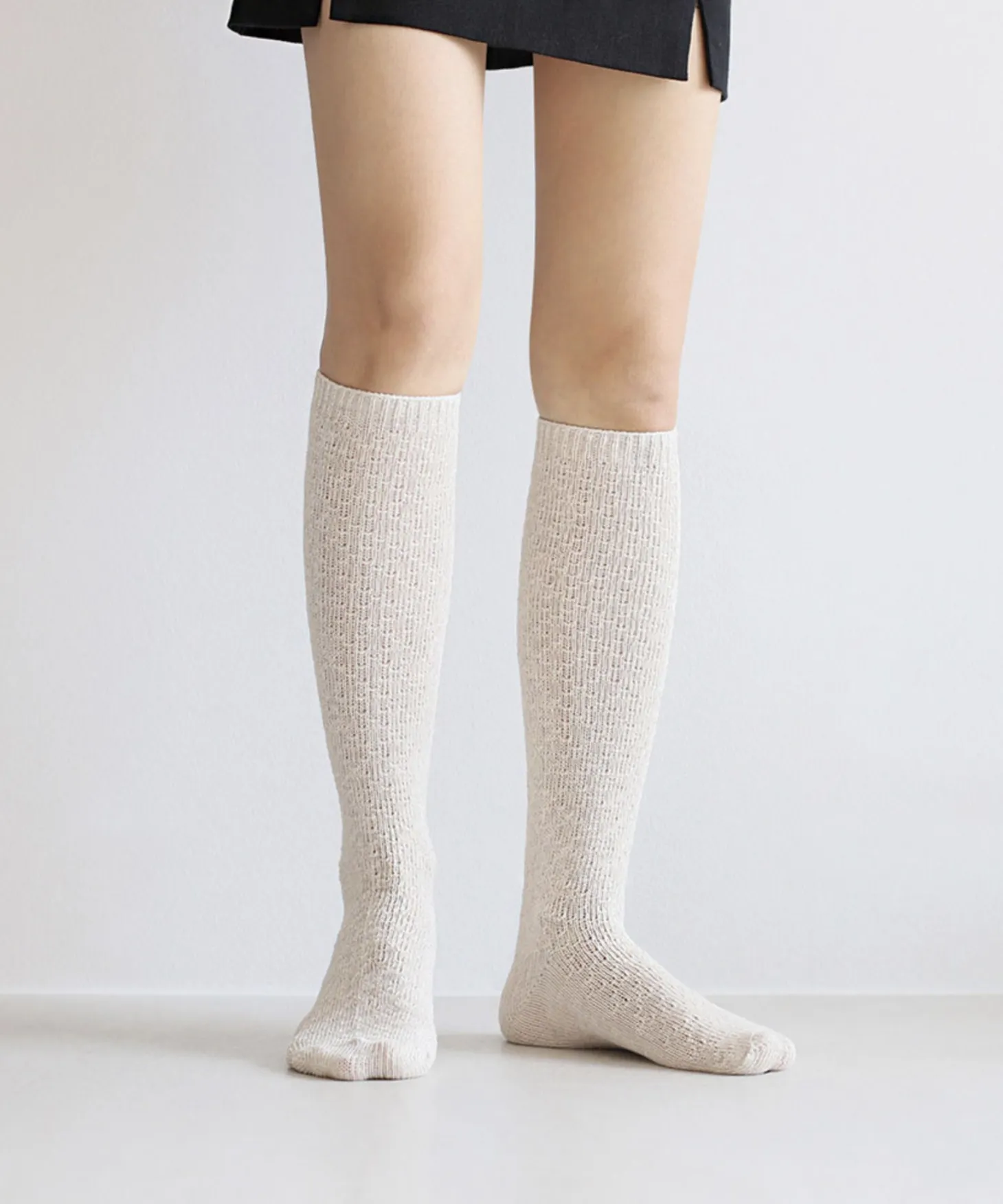 Knit Mesh Knee-high Women Socks