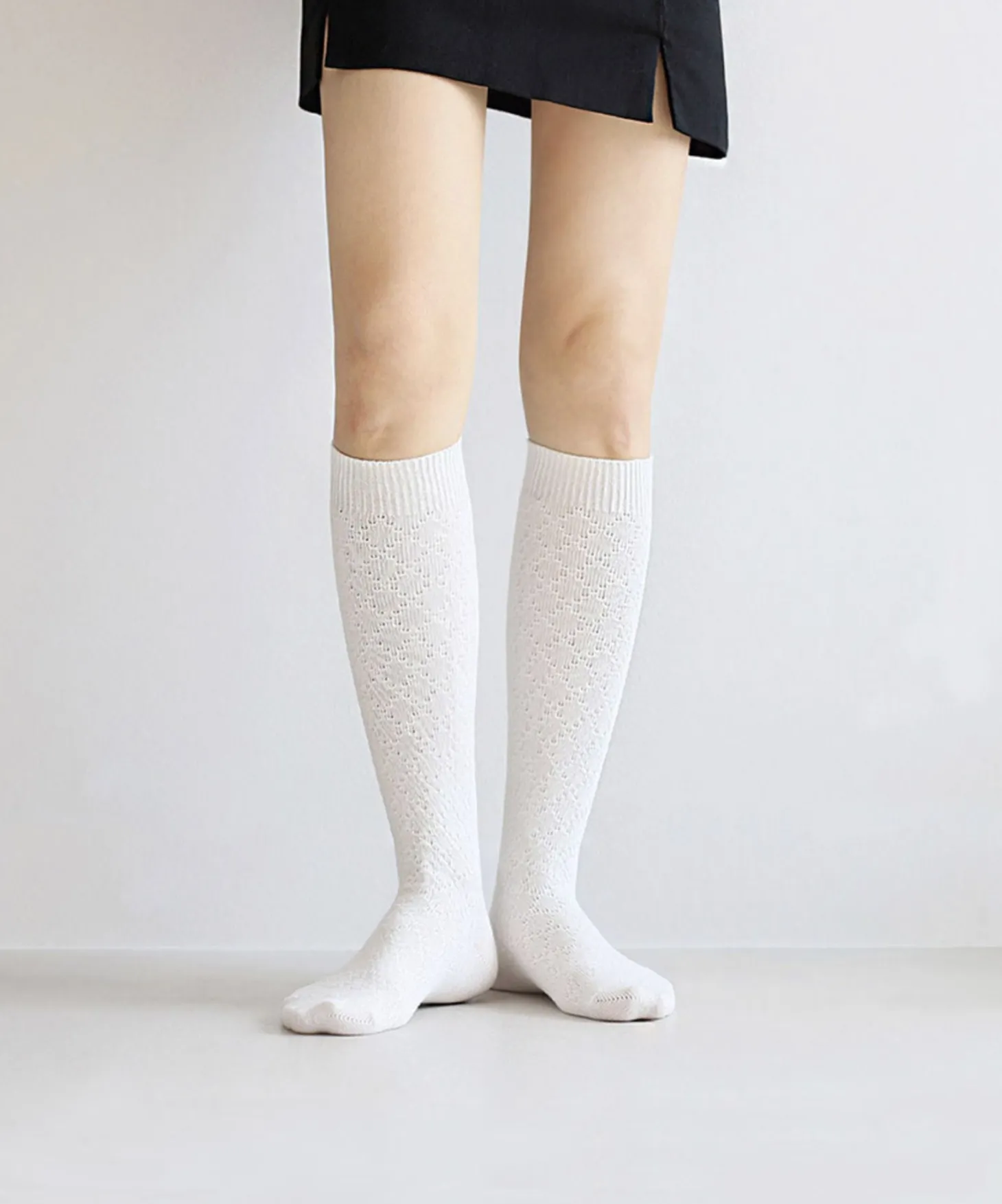 Knit Mesh Knee-high Women Socks