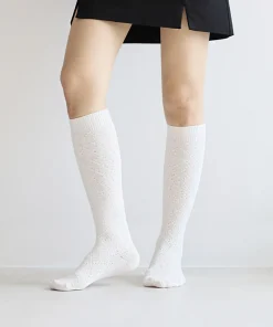 Knit Mesh Knee-high Women Socks