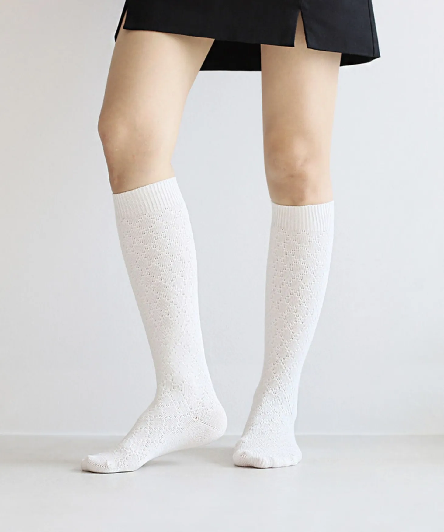 Knit Mesh Knee-high Women Socks