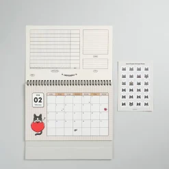 2026 Lana & Tuxedo Cat Large Spiral Calendar