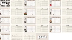 2026 Lana & Tuxedo Cat Large Spiral Calendar