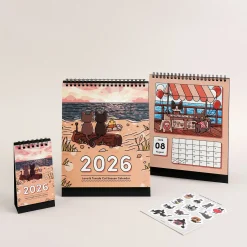2026 Lana & Tuxedo Cat Large Spiral Calendar
