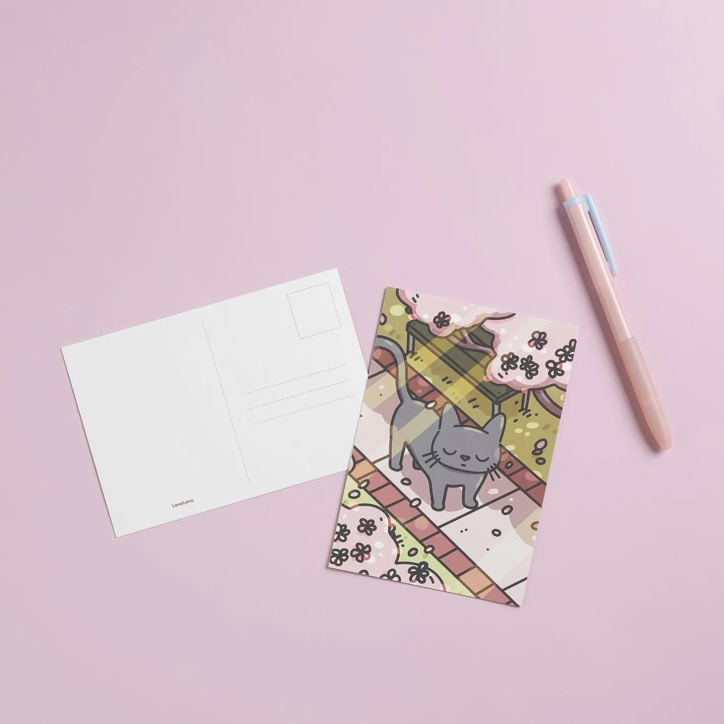 Lana & Tuxedo Cat Postcard