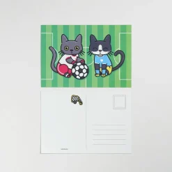 Lana & Tuxedo Cat Soccer Postcard