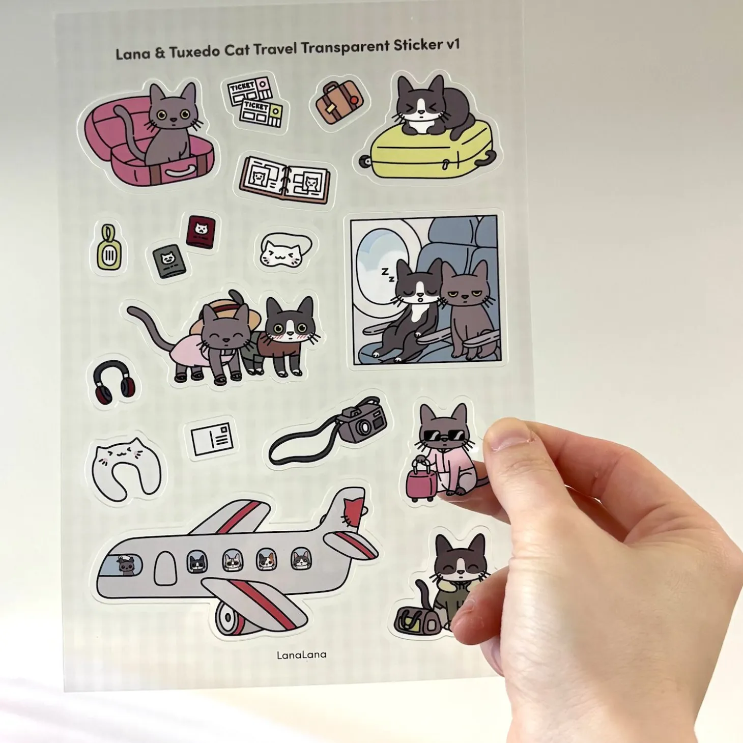 Lana & Tuxedo Cat Travel Sticker