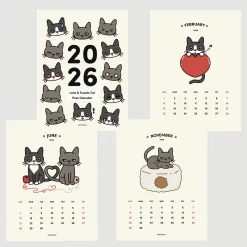 2026 Lana & Tuxedo Cat Wall Calendar
