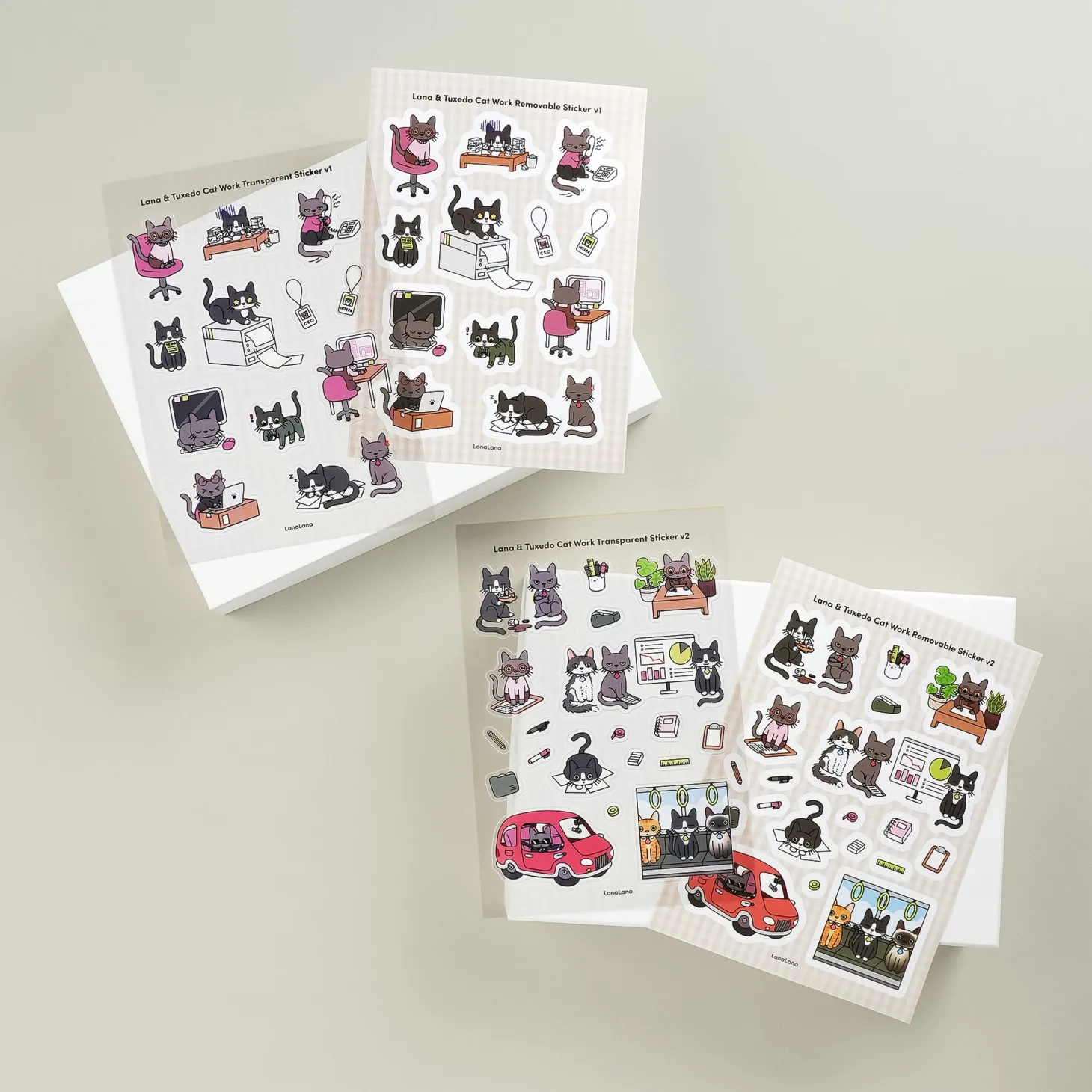 Lana & Tuxedo Cat Work Sticker