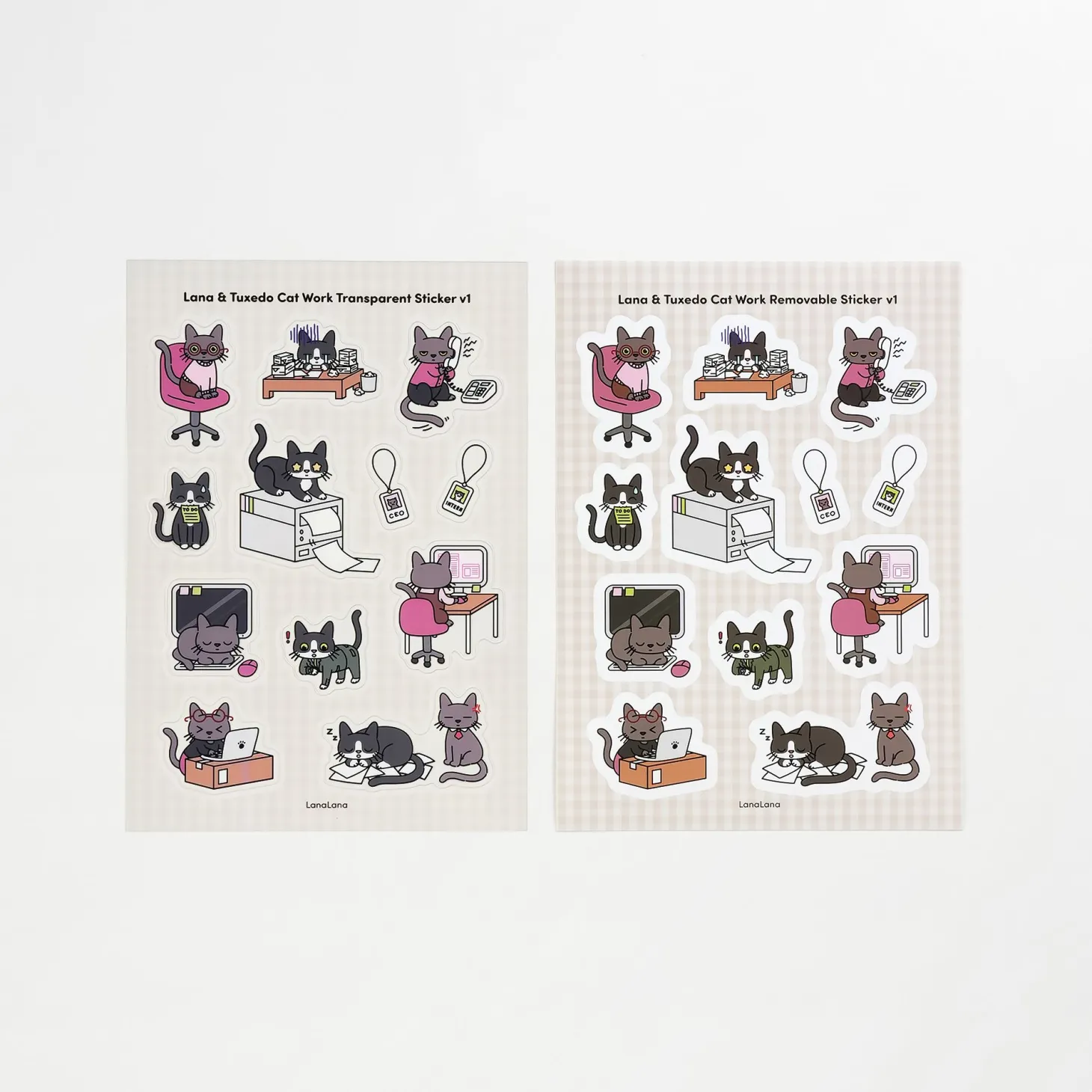 Lana & Tuxedo Cat Work Sticker