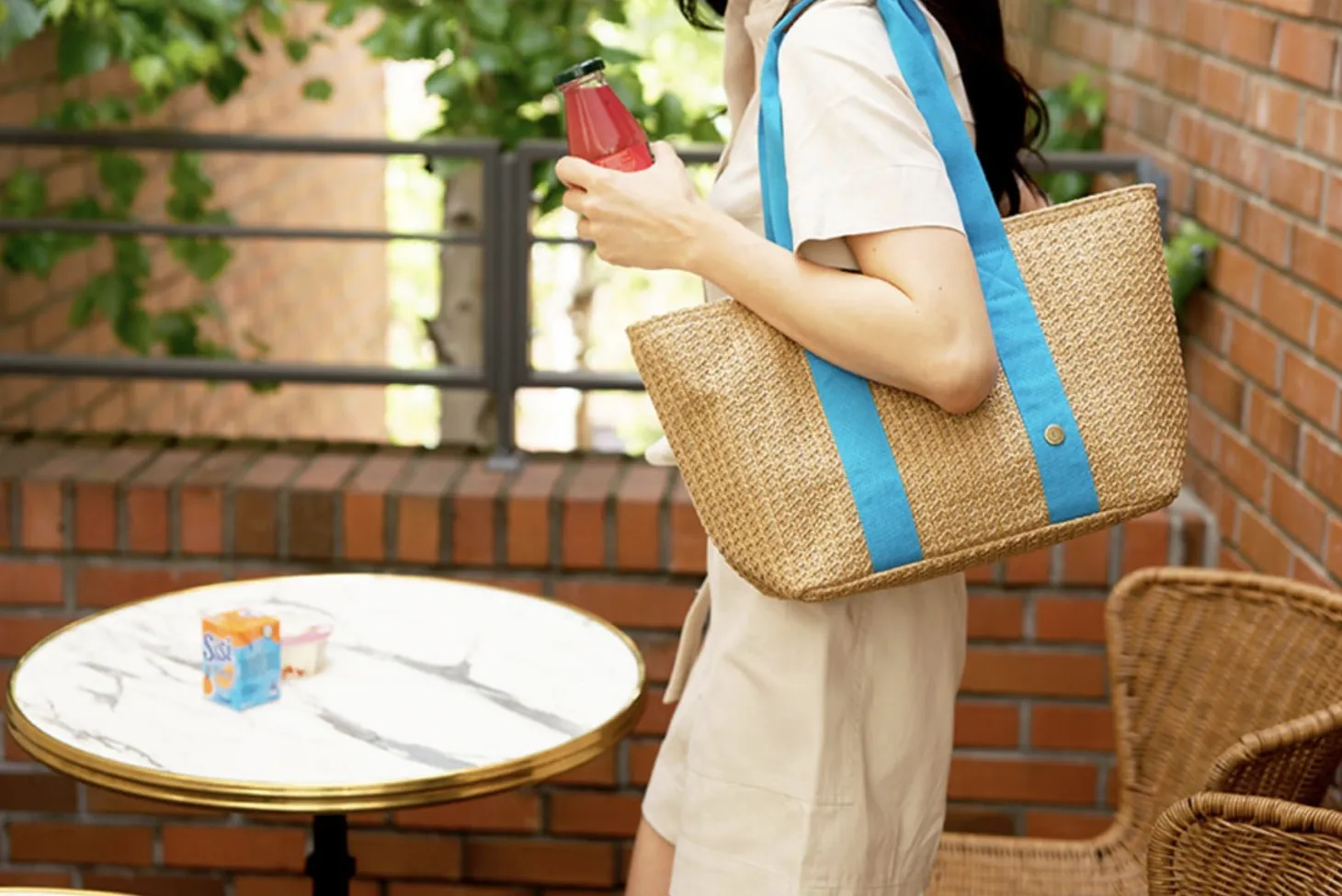 Large Rattan Cooler Bag