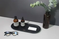 Large Vegan Leather Round Tray