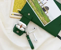 Leather AirPods Pouch + Strap Set