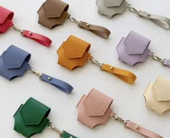 Leather AirPods Pouch + Strap Set