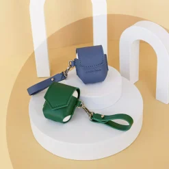 Leather AirPods Pouch + Strap Set