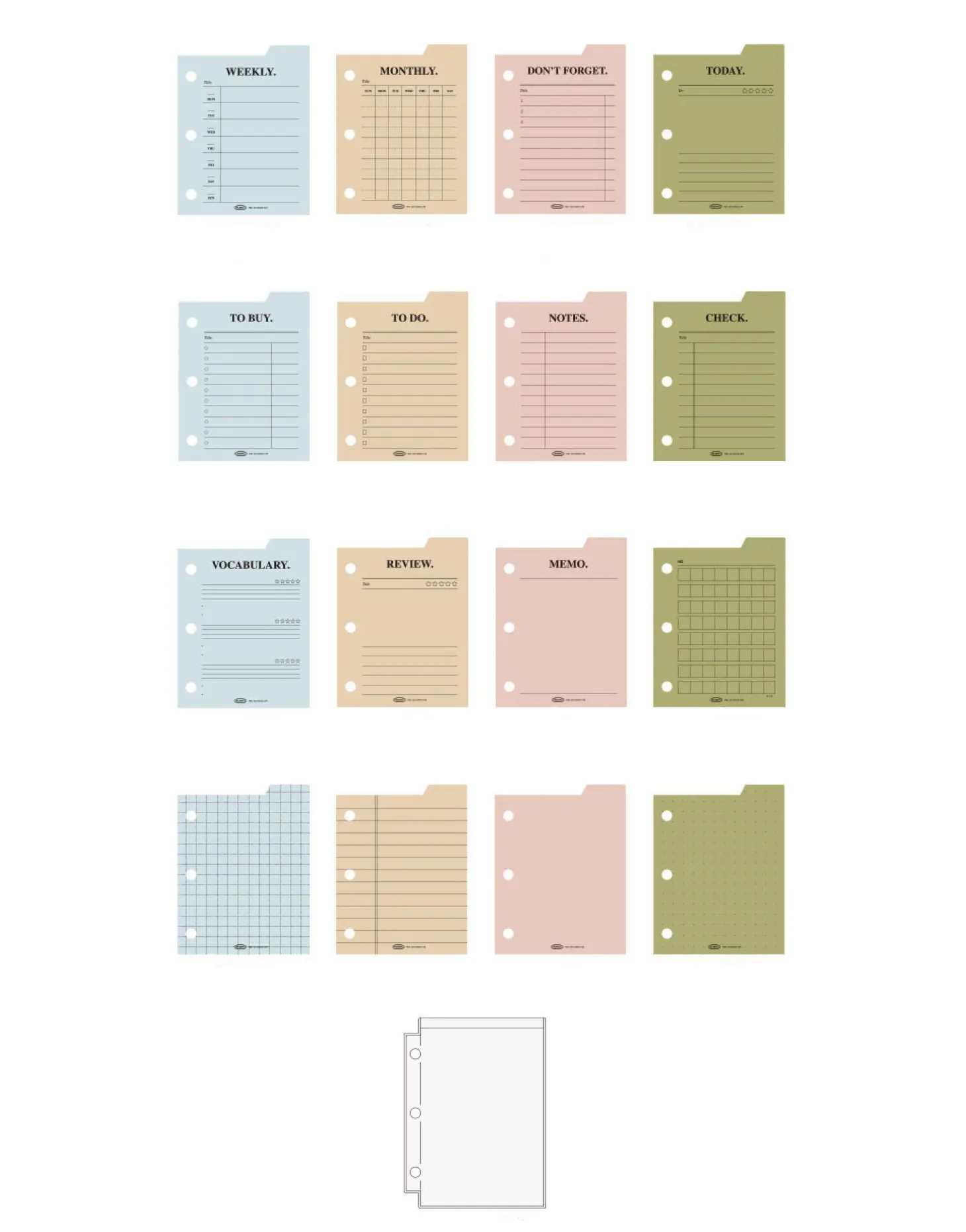 Mini Classy 3 Ring Index Planner Refill