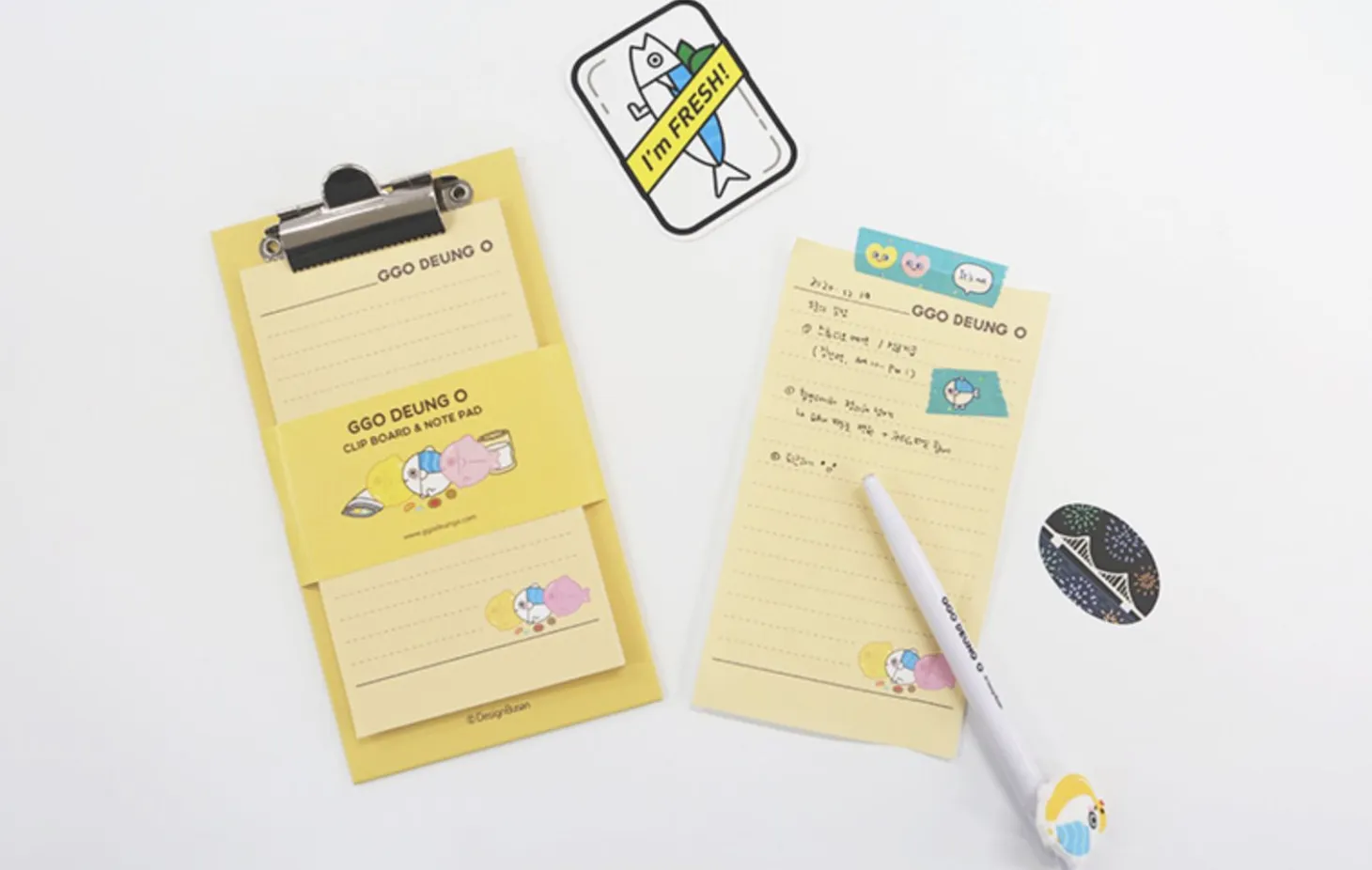 Mini Ggo Deung O Clipboard + Notepad Set