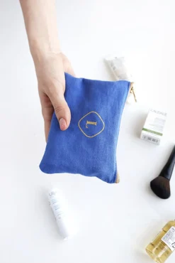 Mini Linen Gold Zipper Pouch