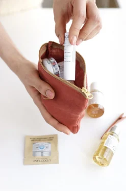 Mini Linen Gold Zipper Pouch