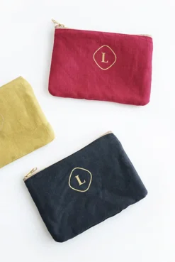 Mini Linen Gold Zipper Pouch