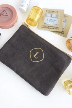 Mini Linen Gold Zipper Pouch