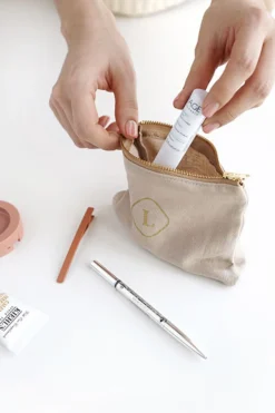 Mini Linen Gold Zipper Pouch