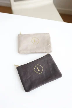 Mini Linen Gold Zipper Pouch