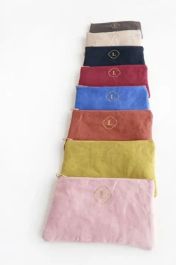 Mini Linen Gold Zipper Pouch