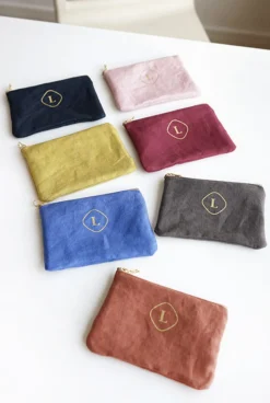 Mini Linen Gold Zipper Pouch