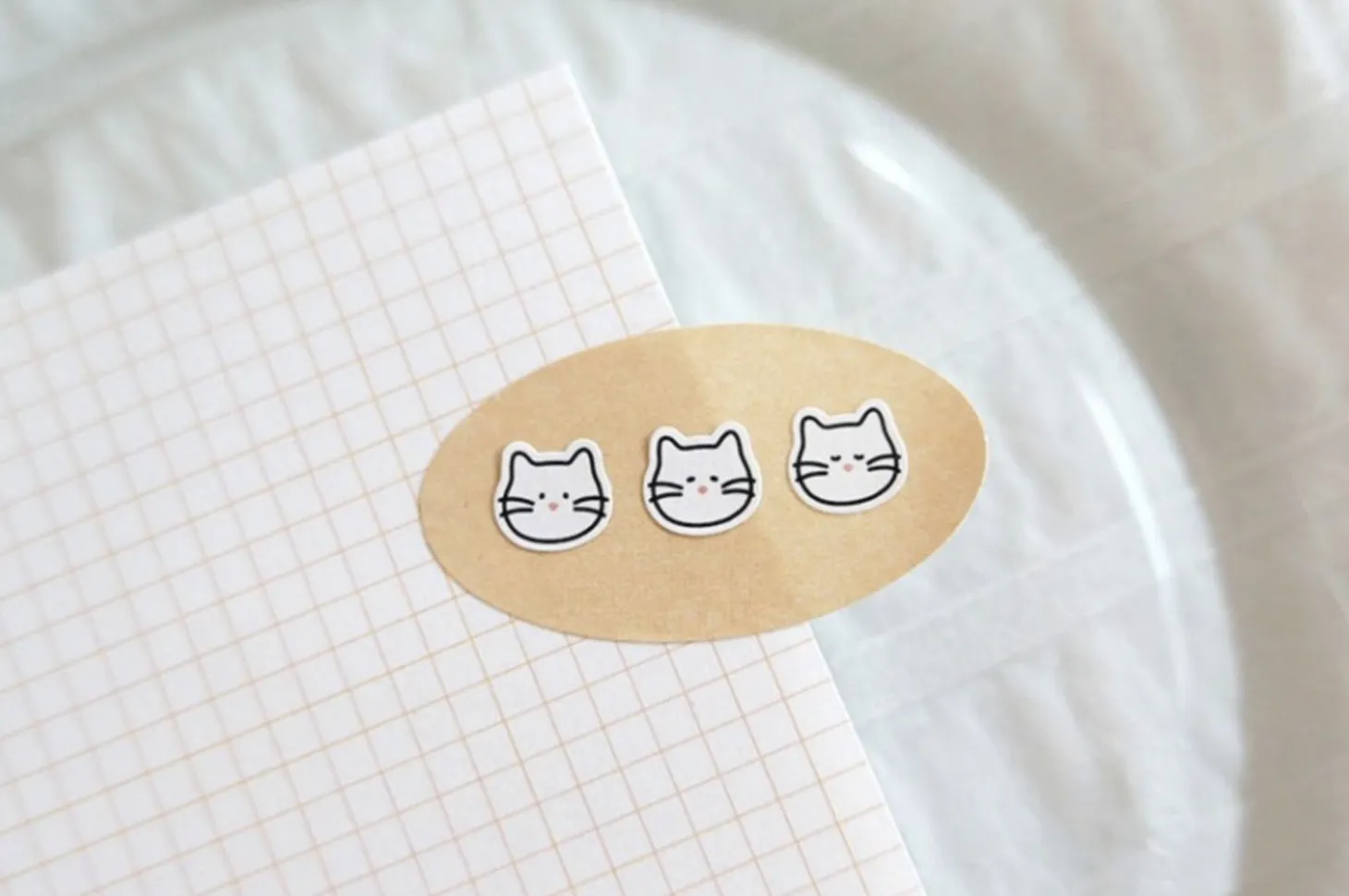 Mini White Cat Deco Sticker