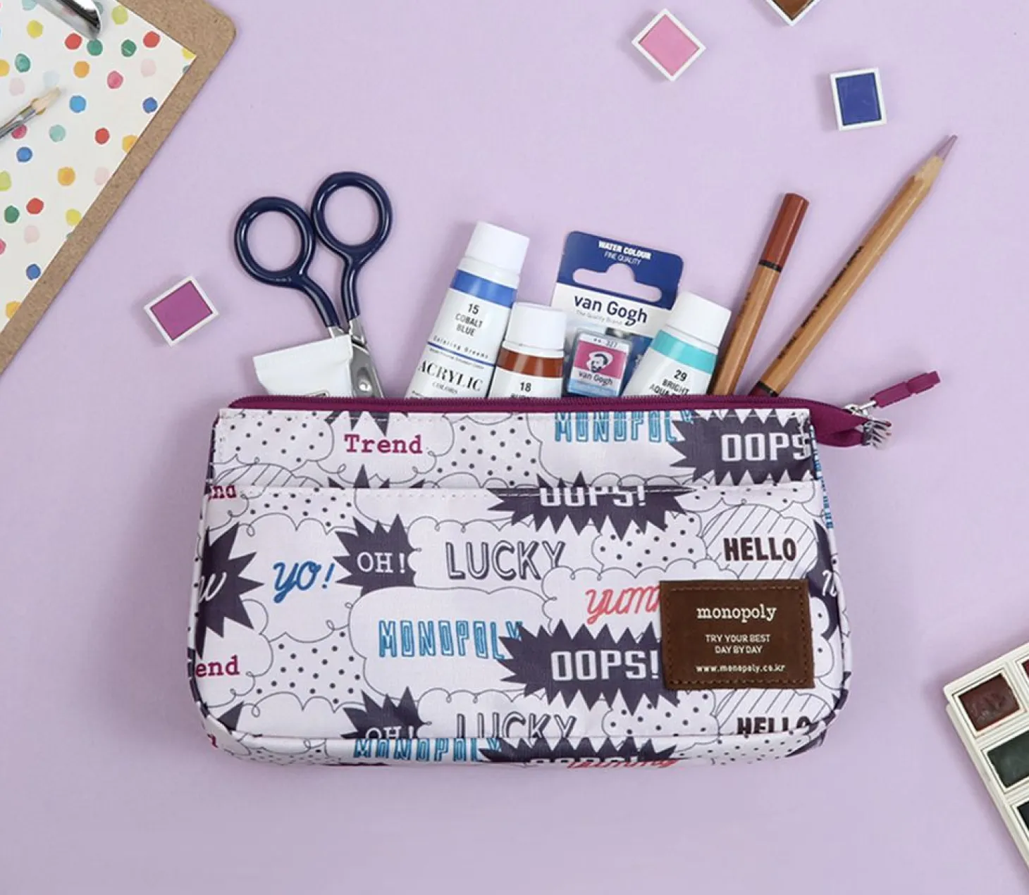 Monopoly Pattern Zipper Pouch