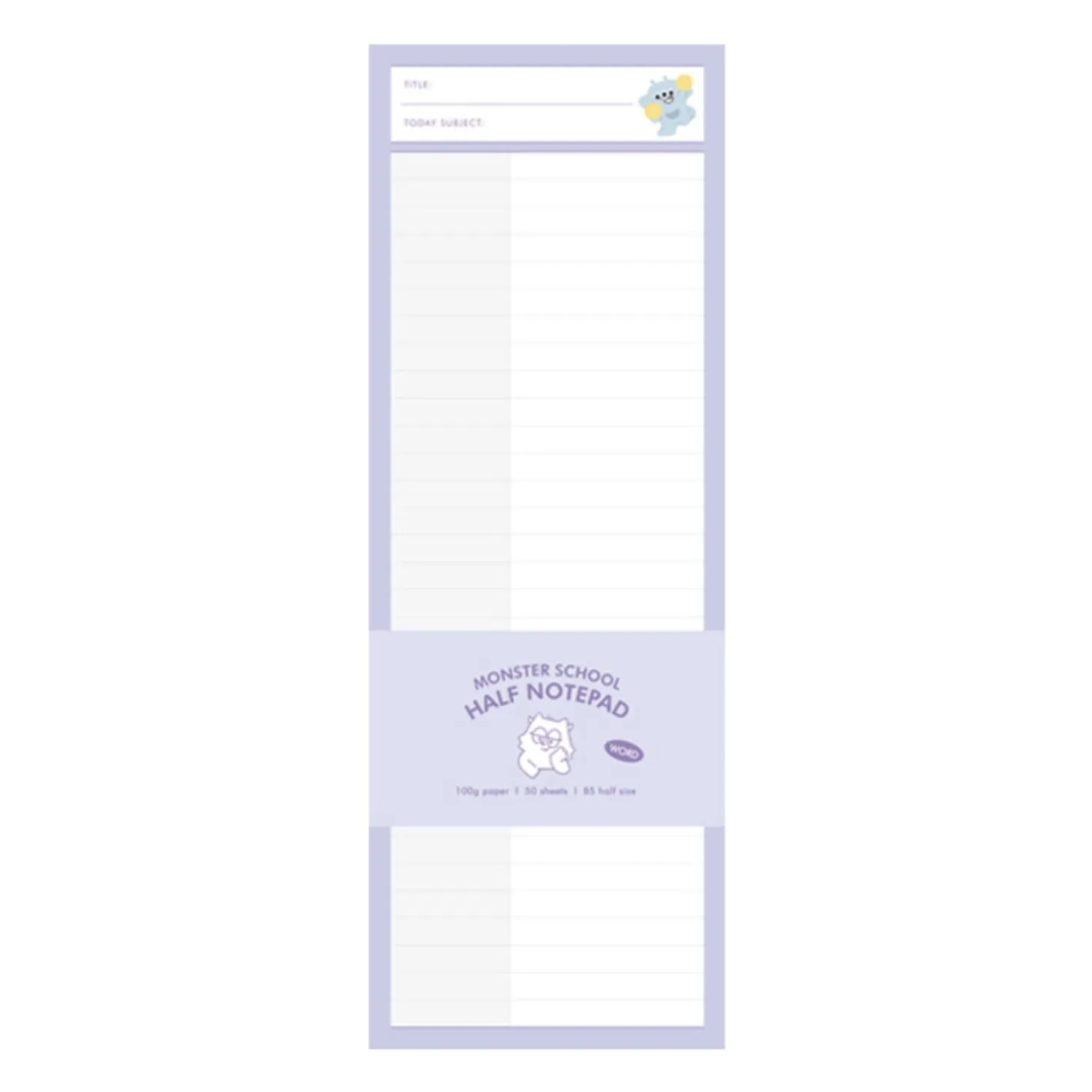 Monster School Half Notepad