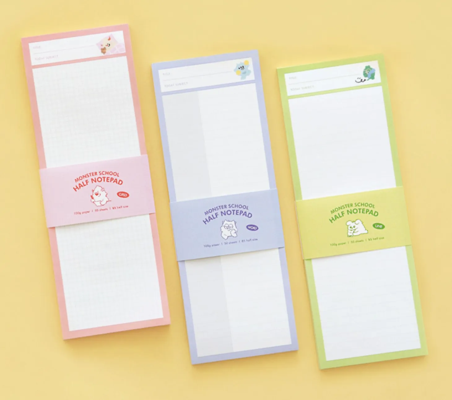 Monster School Half Notepad