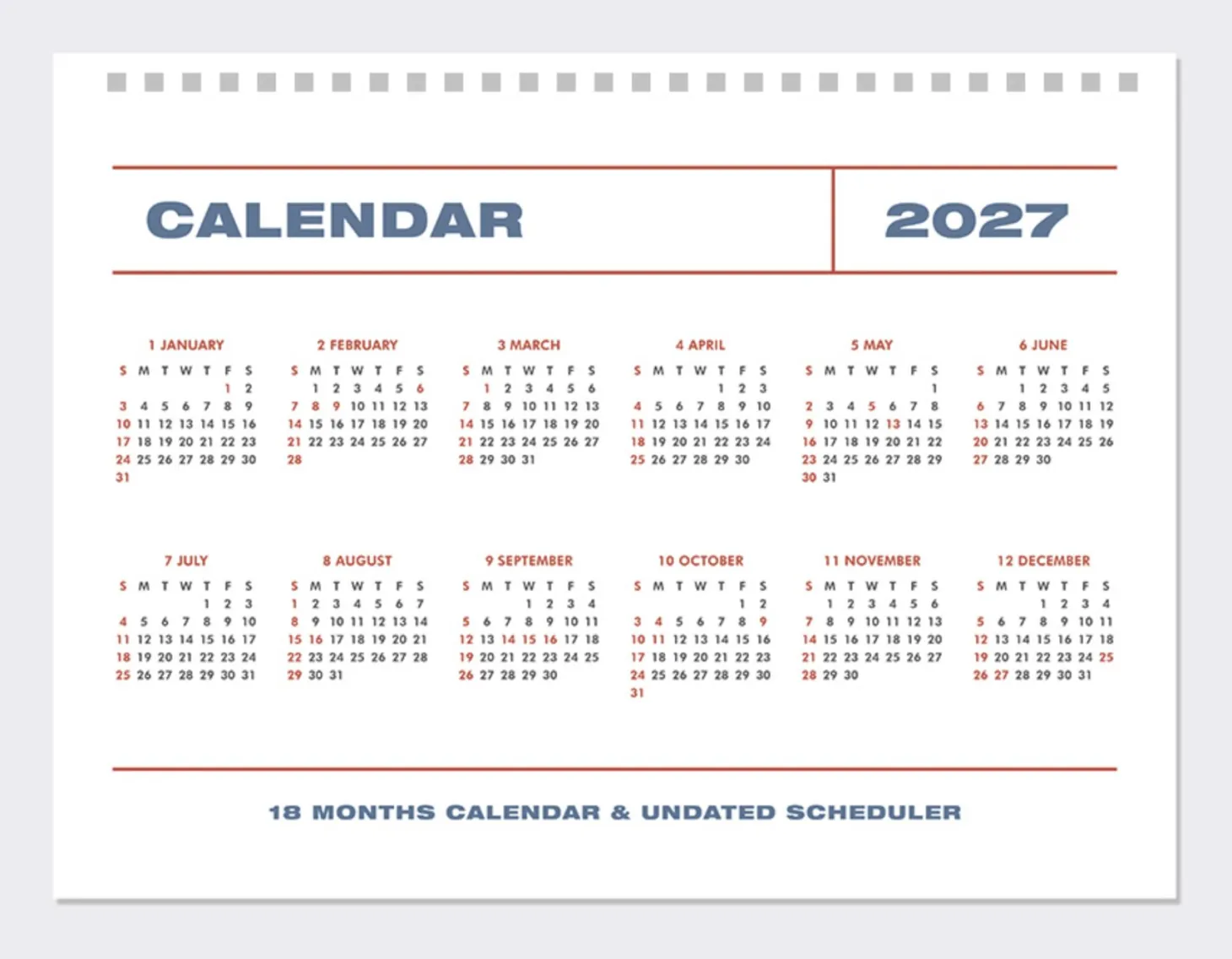 2025-2026 18 Months Desk Calendar