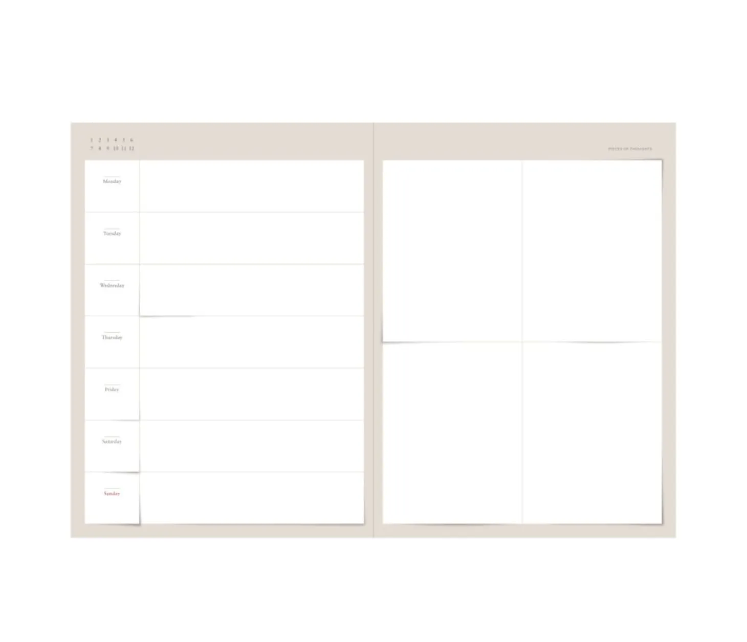 Morceaux de Pensees Weekly Scheduler