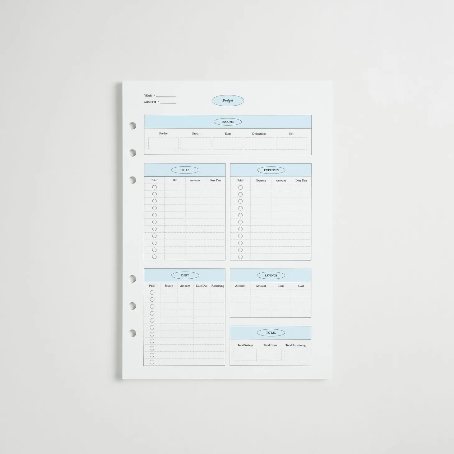 MYO Life 6 Ring A5 Planner Refill